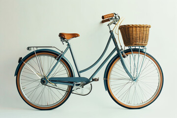 A blue bicycle with a basket on the front
