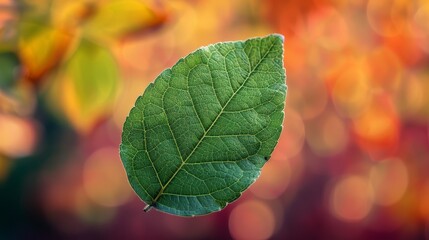 Detailed macro of a green leaf's veins on a textured canvas background, presenting the organic beauty of nature