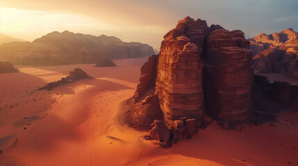 Poster - Aerial Drone View of Scenic Red Desert Landscape