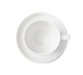 Wall Mural - Empty coffee cup isolated on white, top view