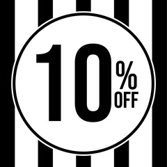 Wall Mural - 10 percent off, with white and black strips background.