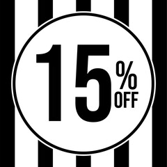 Wall Mural - 15 percent off, with white and black strips background.