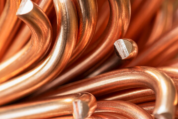 Wall Mural - Copper wire rod, raw materials and metals industry, close-up