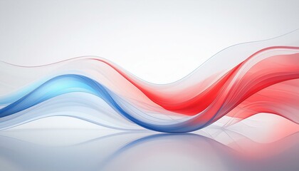 Canvas Print - Red, white and blue light waves on a white background.