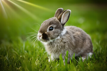Poster - rabbit on grass