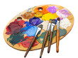© SRITE KHATUN - Wooden Artist Palette with Vibrant Paint Colors and Brushes