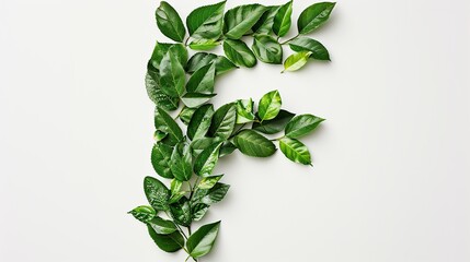 Wall Mural - Leaf font F isolated on white background