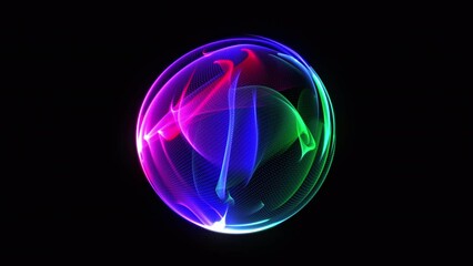 Wall Mural - abstract futuristic vibrant 3d sphere seamless motion. multicolored 3d sphere glowing and rotating o