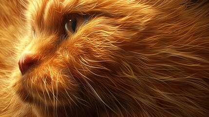 Wall Mural - Close up portrait of cute cat. Detailed image of a cat's face in profile. Fluffy pet is staring at something. Illustration for cover, card, postcard, interior design, decor or print.
