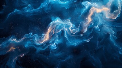 Illuminated Swirls: Abstract Neon Blue Art in Fluid Motion