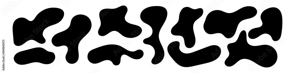 Organic black shape with fluid and irregular form. Abstract blob and ...