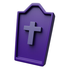 Poster - 3d render halloween gravestone icon. Gravestone 3D icon Isolated transparent background. 3D Rendering illustration