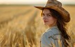 © imagineRbc - A woman wearing a cowboy hat stands in a field of tall golden grass. She has a smile on her face and she is enjoying the scenery