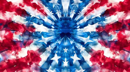 Wall Mural - Patriotic color fusion in a tie-dye watercolor design, illustrating freedom and celebration in abstract form.