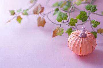 Wall Mural - Pumpkin for the autumn holiday of thanksgiving. Festive background with a pumpkin for the Halloween holiday in the style of paper cut art origami