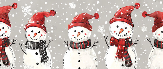 Poster - Christmas background pattern snowmen