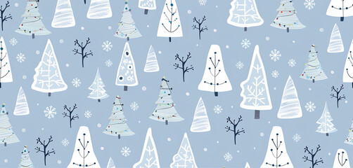 Wall Mural - Festive Christmas tree pattern background
