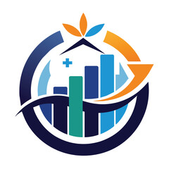 Poster - A minimalist logo featuring a stylized house, an upward arrow, and a bar graph, symbolizing trust and growth, A modern and minimalist logo symbolizing trust and expertise in financial consulting