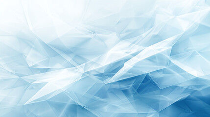 Wall Mural - Abstract Blue and White Geometric Crystal Shapes with Polygonal Pattern in Soft Gradient Background