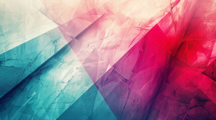 Wall Mural - Abstract Geometric Design with Red and Teal Colors Faceted Background Texture Gradient