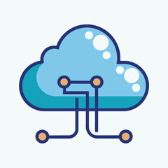 Canvas Print - A simple, minimalist icon representing a cloud with network connections, symbolizing cloud computing, Create a minimalist icon that captures the essence of cloud technology