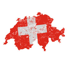 map with switzerland flag with grunge effect - vector illustration