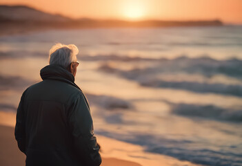 Wall Mural - person watching sunset