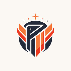 Poster - A logo design created using typography, featuring a shield with wings and stars, Experiment with typography to create a logo that is both minimalist and memorable