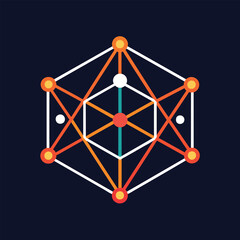 Sticker - Illustration of connected geometric shapes, representing a network, Geometric shapes representing network connectivity