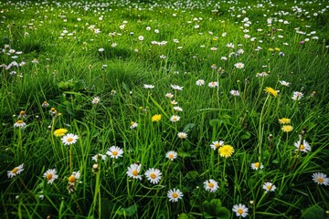 Wall Mural - Step into Serene Landscapes with Blooming Wildflowers Generative AI