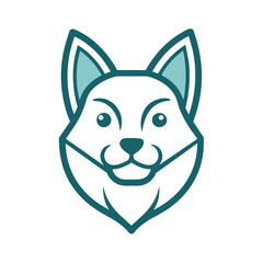 Sticker - A simple, modern logo featuring an outline of a dogs head in teal against a light green background, Modern logo featuring a simple outline of a pet's face