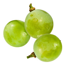 Wall Mural - Fresh green grape falling in the air isolated on white background. High resolution image.