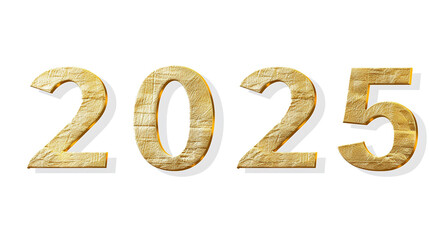 2025 in gold text on a white background, new year concept