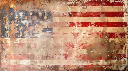 distressed american flag design with weathered paint