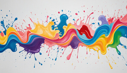 Wall Mural - abstract wave of liquid paint splashed with colorful ink drops