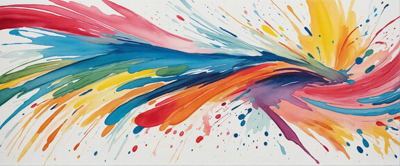 Wall Mural - vibrant watercolor brush stroke in a rainbow of colors