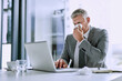 © DoneDeal/peopleimages.com - Blowing nose, tissue and businessman with laptop, desk and allergies or hayfever in office Sick or flu and computer for typing for mature male person, virus and influenza for infection with sneeze