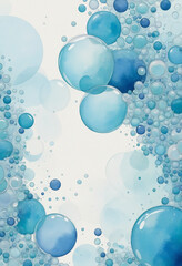 Wall Mural - abstract watercolor vector painting featuring blooming bubbles in shades of blue, created with gener