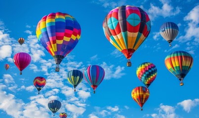 Wall Mural - Colorful hot air balloons soaring in the sky