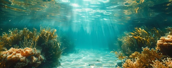 Crystal-clear water with underwater plants