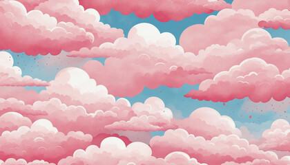 Wall Mural - watercolor pink cloud design elements set with vector illustration