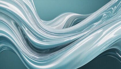 Wall Mural - generative ai creates stunning abstract 3d liquid flow design on white background with copy space