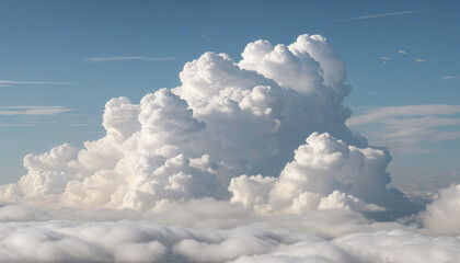 Wall Mural - collection of clean white cloud cut-outs in a cloudy sky landscape