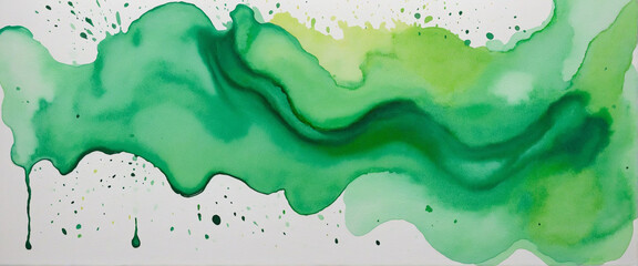 Wall Mural - abstract acrylic art design with colourful watercolor brush strokes and bright green splashes