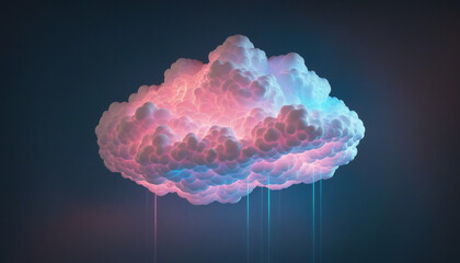 Wall Mural - Neon clouds aglow with pink and blue light, a three-dimensional storm of extraordinary energy in a surreal sky