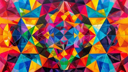 Wall Mural - Colorful abstract geometric pattern background featuring vibrant colors and shapes
