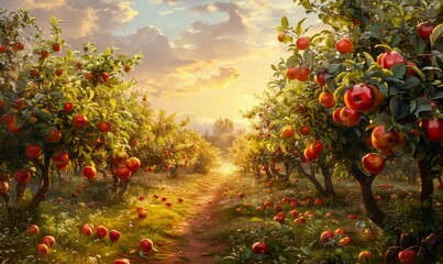 Wall Mural - Orchard with ripe fruit