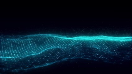 Canvas Print - Futuristic moving wave. Digital background with moving glowing particles and lines. Big data visualization. 3d rendering