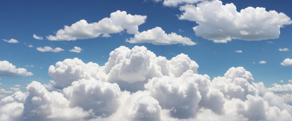Wall Mural - 3D render collection of assorted fluffy white cumulus clouds isolated on a white background for weather forecast symbols