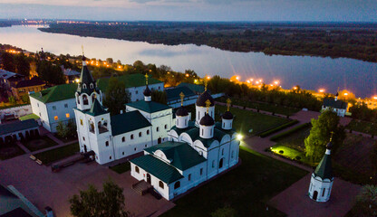 Wall Mural - Panoramic aerial view of Spaso-Preobrazhensky monastery in Murom at dusk